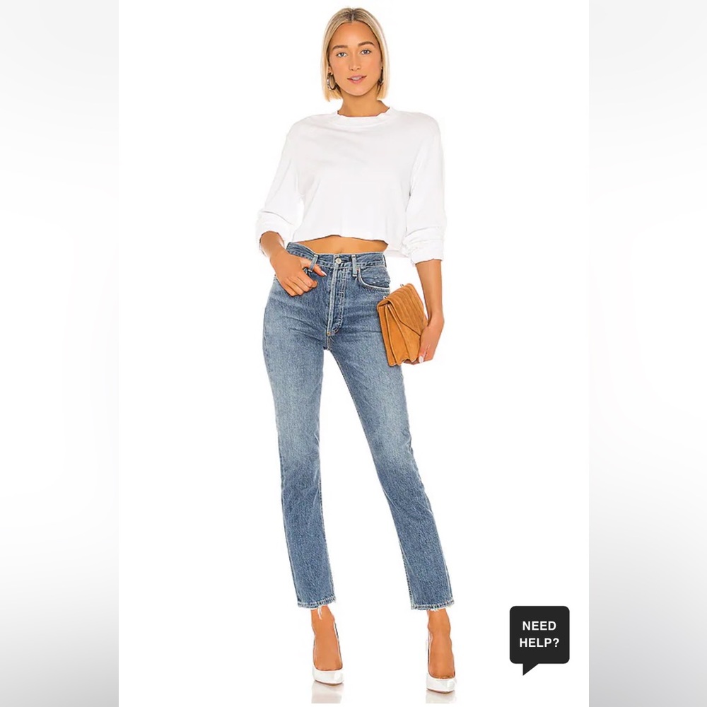 AGOLDE Riley High Rise Straight Crop in Frequency Jeans Size 25